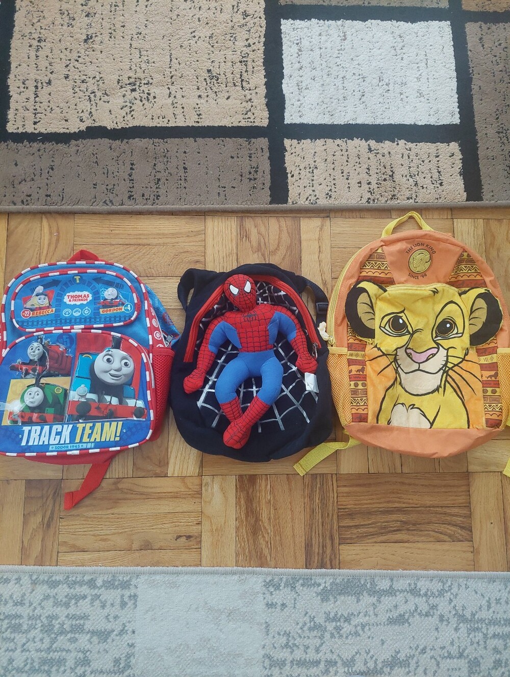 Kids Backpack Lot of 3 Thomas Spider-Man Lion King